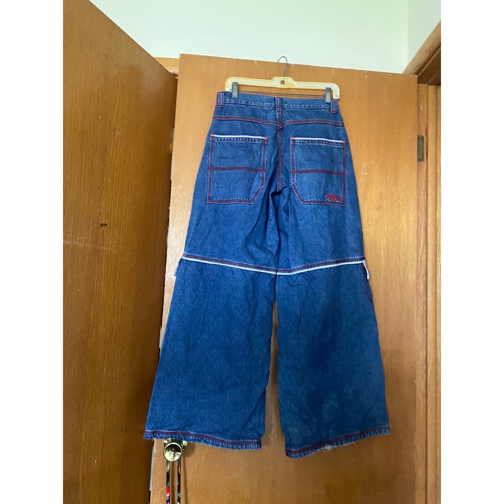 Vintage Y2K Macgirl Wide Leg Blue Contrast Stitching Jeans 3 Egirl Baggy Grunge - Picture 5 of 8